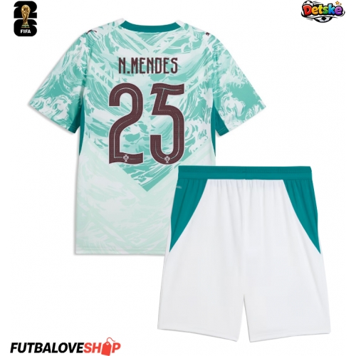 Dres Portugalsko Nuno Mendes #25 Preč pre deti MS 2026 Krátky Rukáv (+ trenírky)